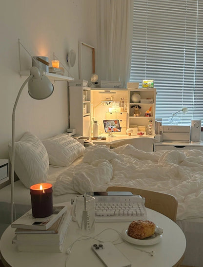 Minimal Bubble Textured Bedding Set / White
