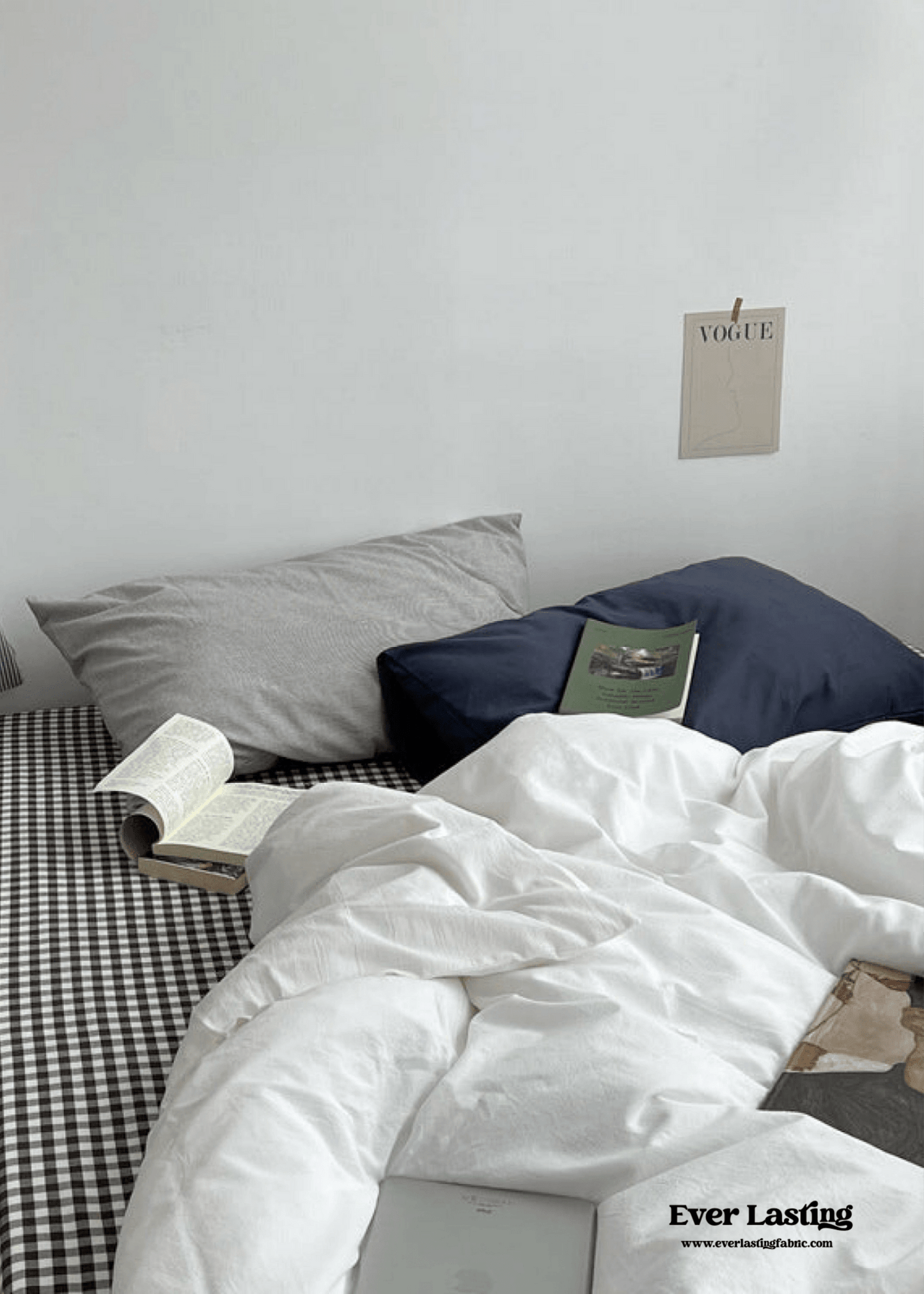 Minimal Mixed Gingham Bedding Set / Blue