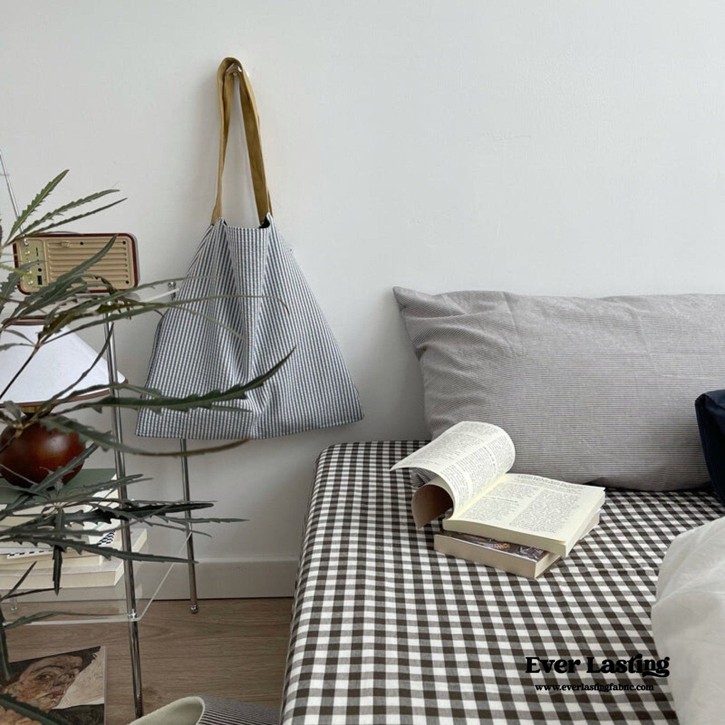Minimal Mixed Gingham Bedding Set / Blue