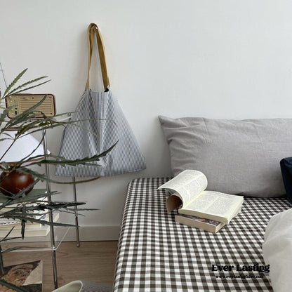 Minimal Mixed Gingham Bedding Set / Blue