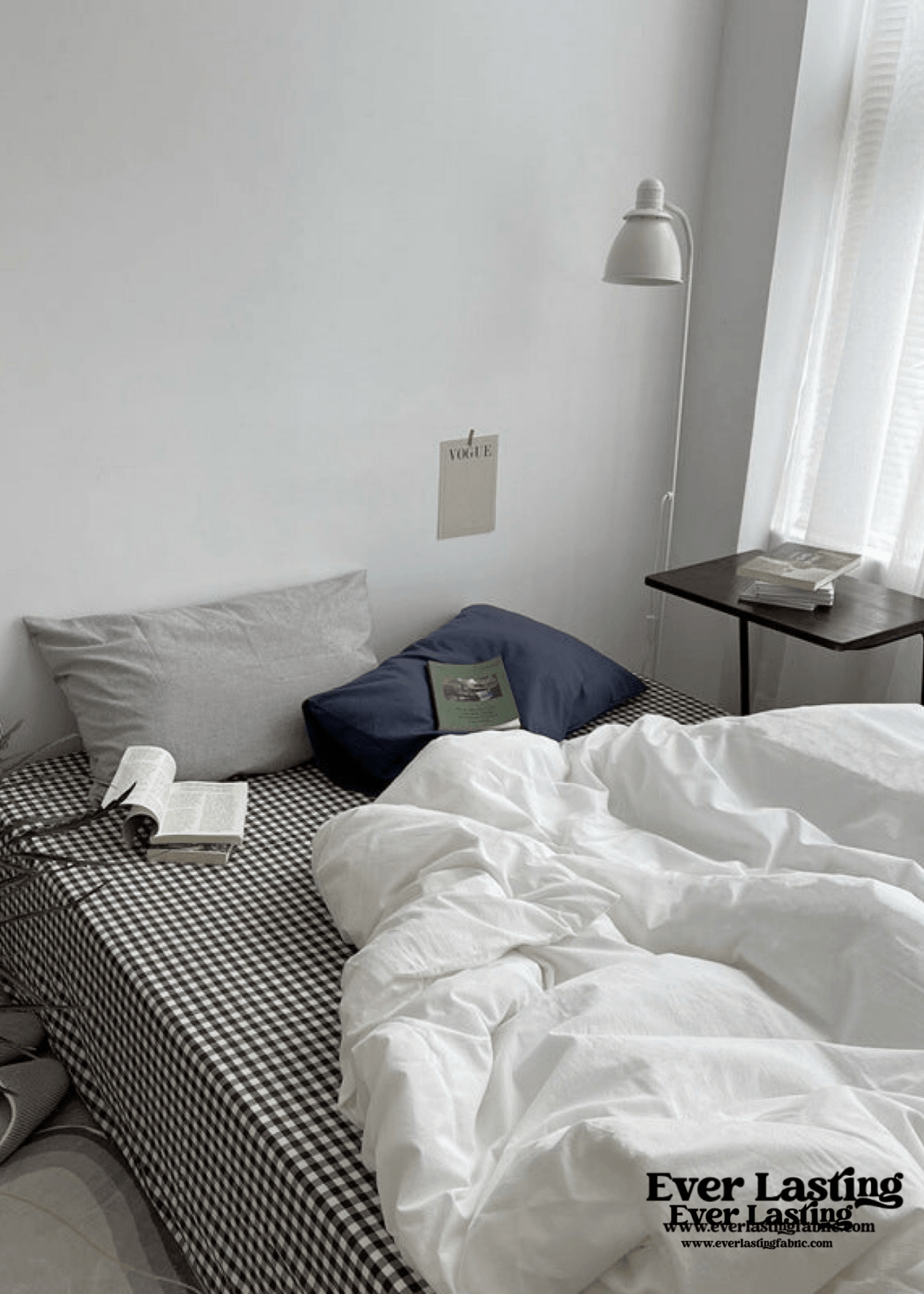 Minimal Mixed Gingham Bedding Set / Blue