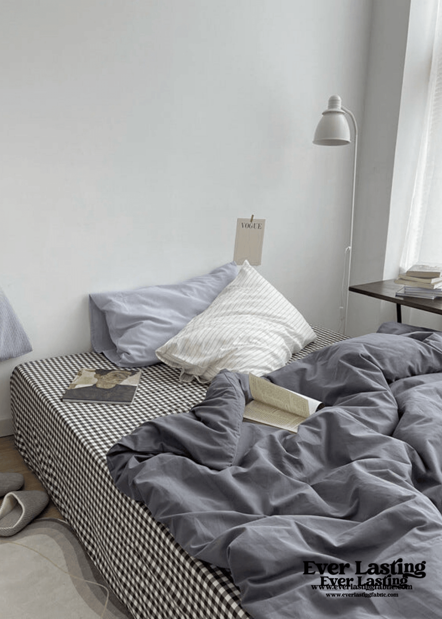 Minimal Mixed Gingham Bedding Set / Blue