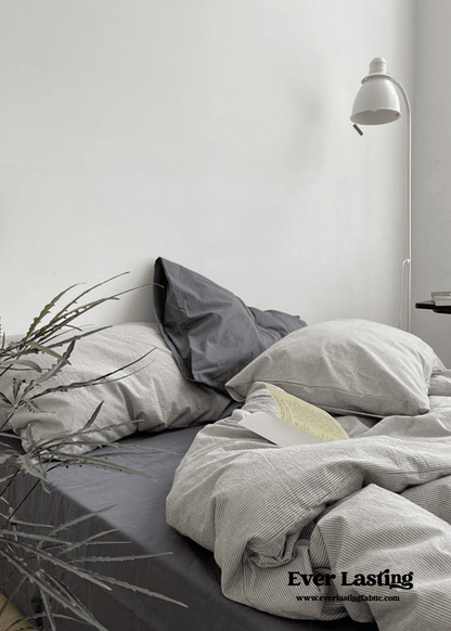 Minimal Mixed Gingham Bedding Set / Blue