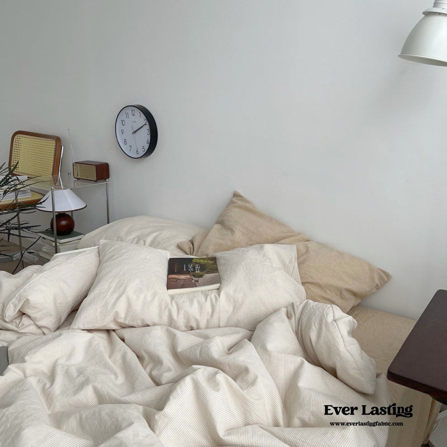 Minimal Mixed Gingham Bedding Set / Gray