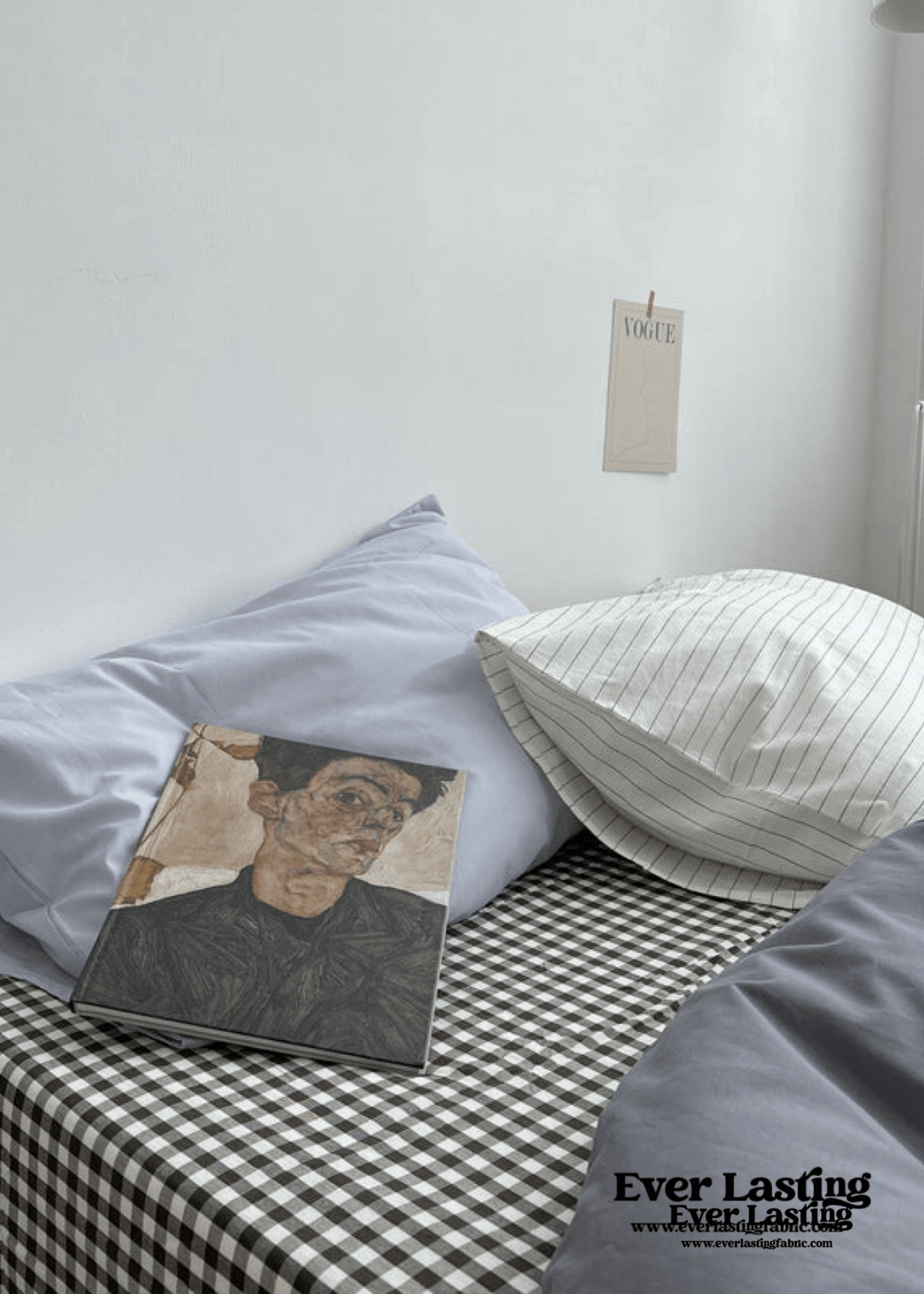 Minimal Mixed Gingham Bedding Set / Gray