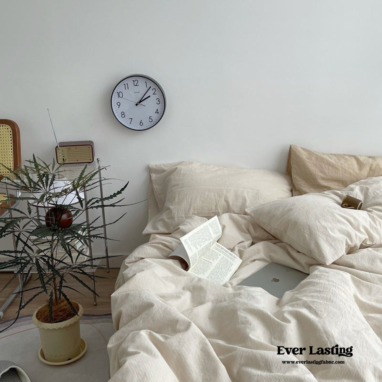 Minimal Mixed Gingham Bedding Set / Gray