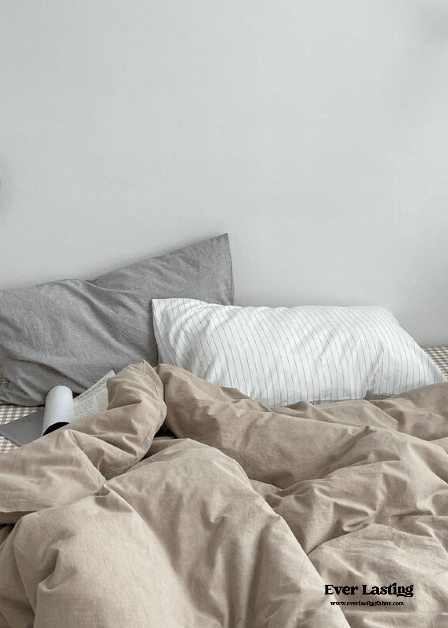 Minimal Mixed Gingham Bedding Set / Gray