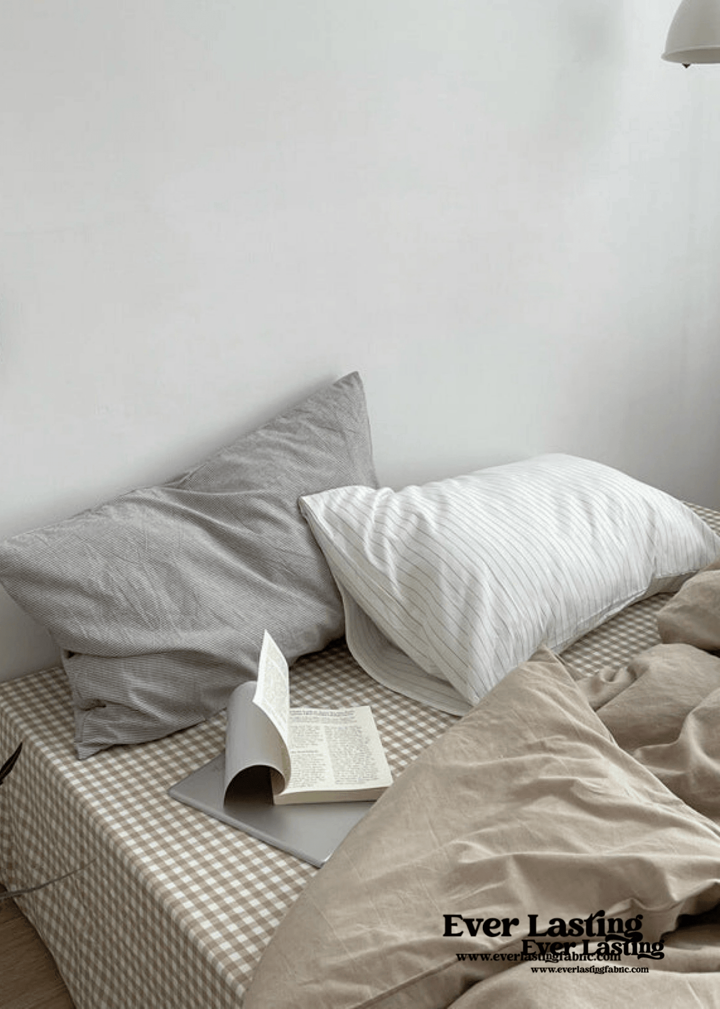 Minimal Mixed Gingham Bedding Set / Gray