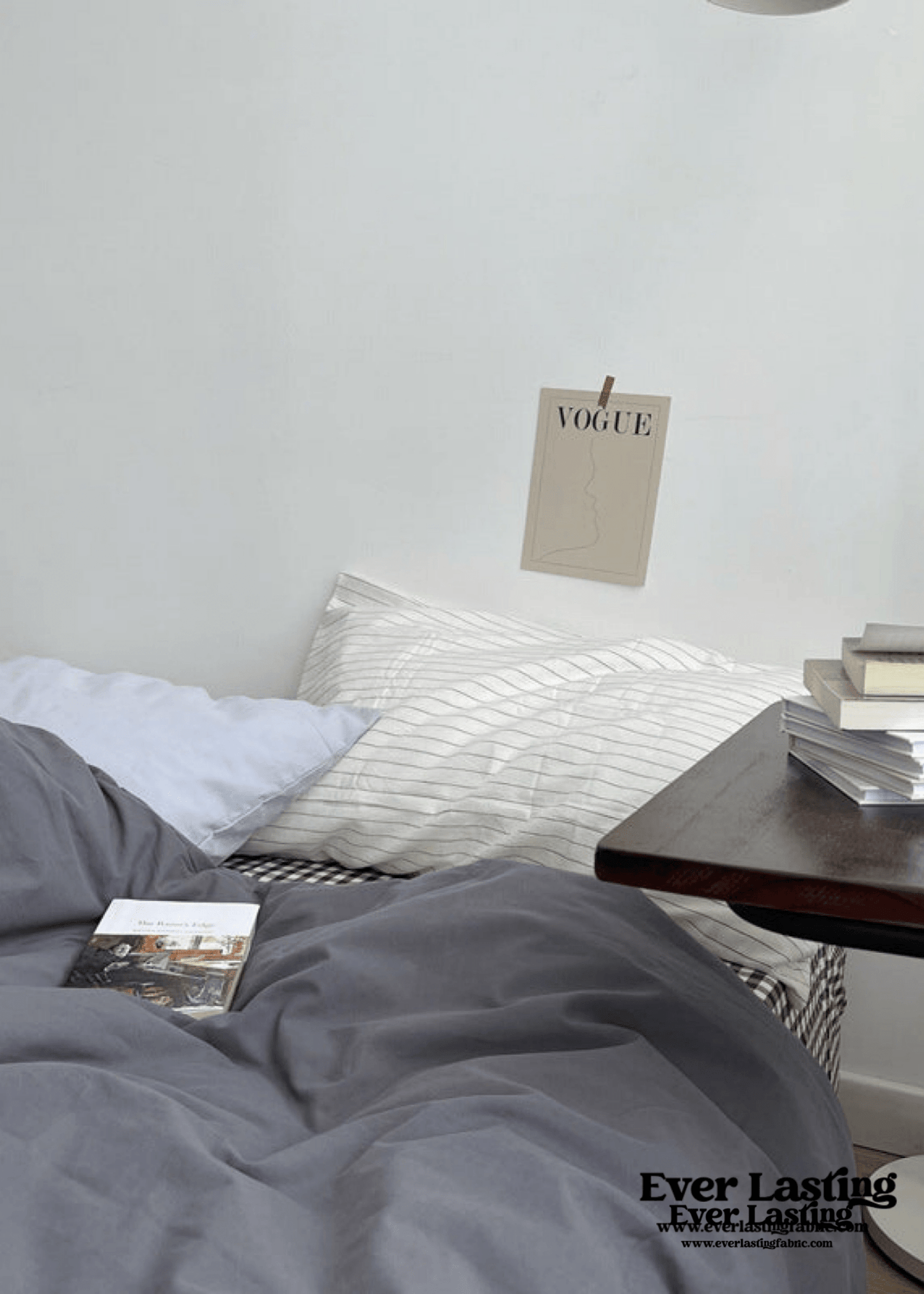 Minimal Mixed Gingham Bedding Set / Gray