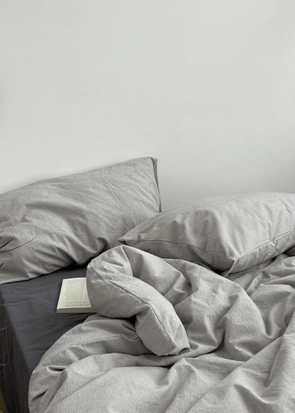 Minimal Mixed Gingham Bedding Set / White