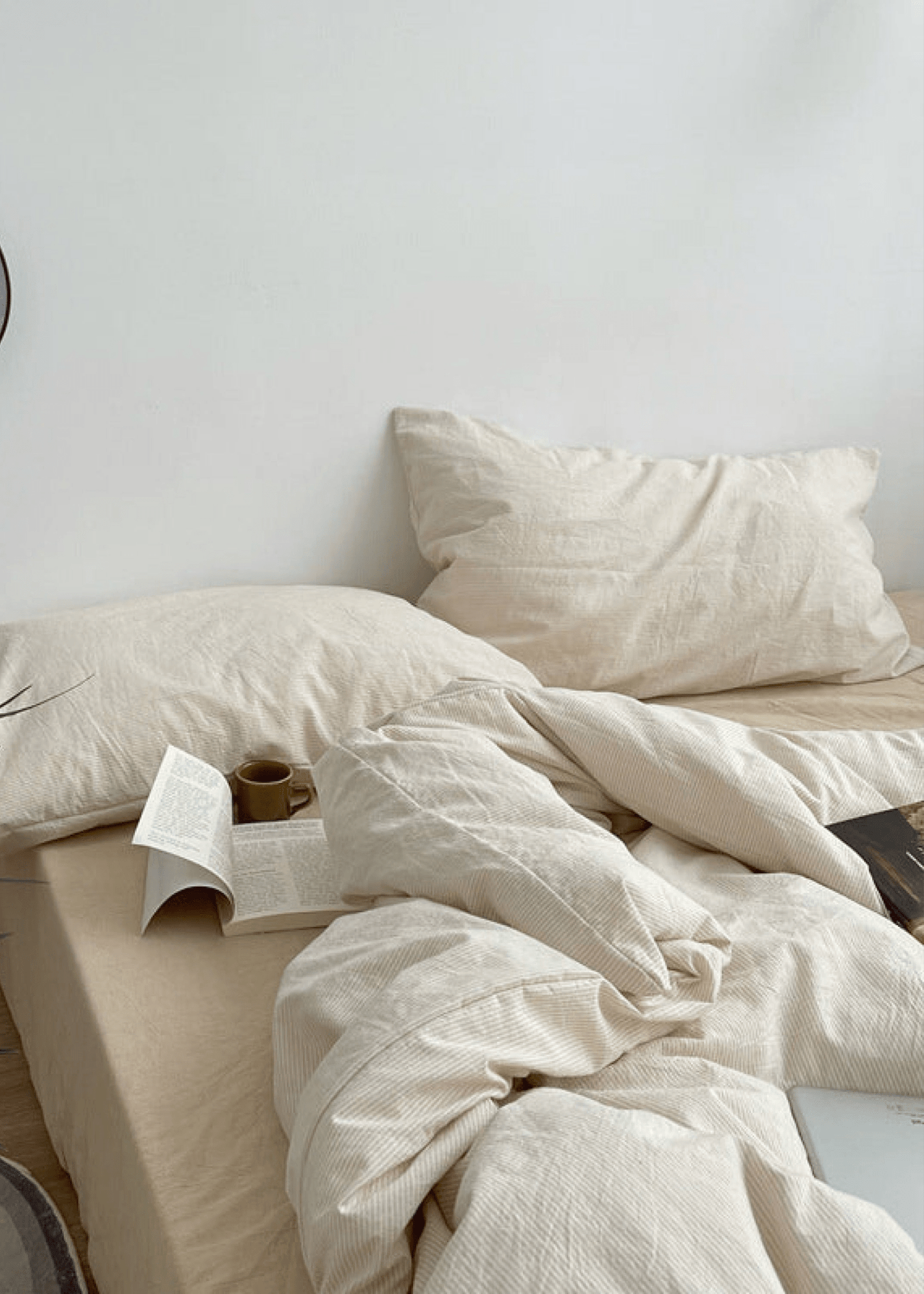 Minimal Mixed Gingham Bedding Set / Gray