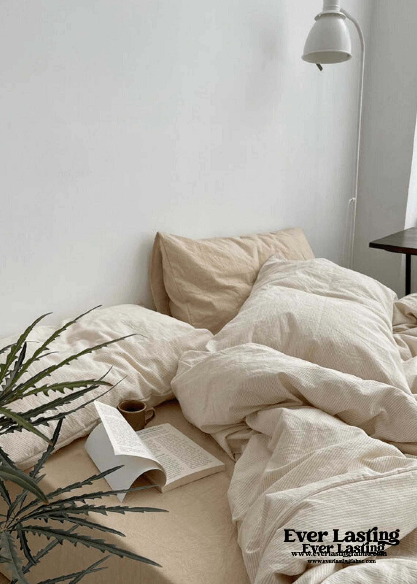 Minimal Mixed Gingham Bedding Set / White
