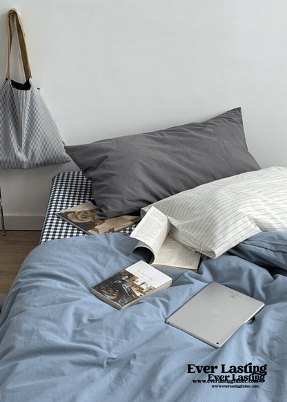 Minimal Mixed Gingham Bedding Set / White
