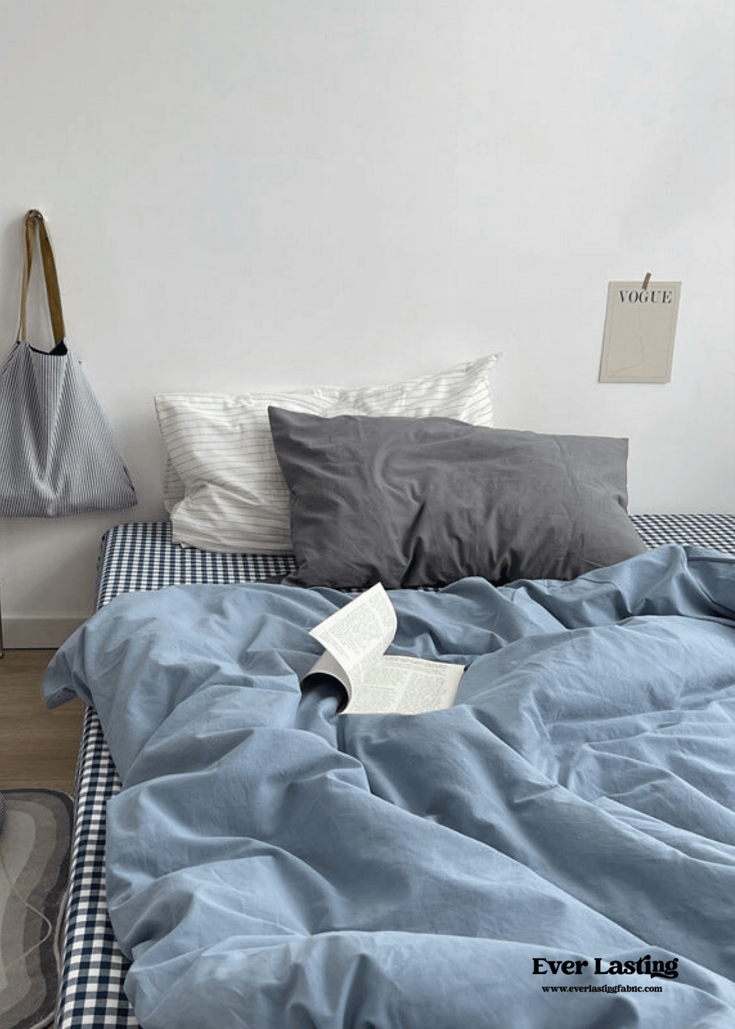 Minimal Mixed Gingham Bedding Set / White