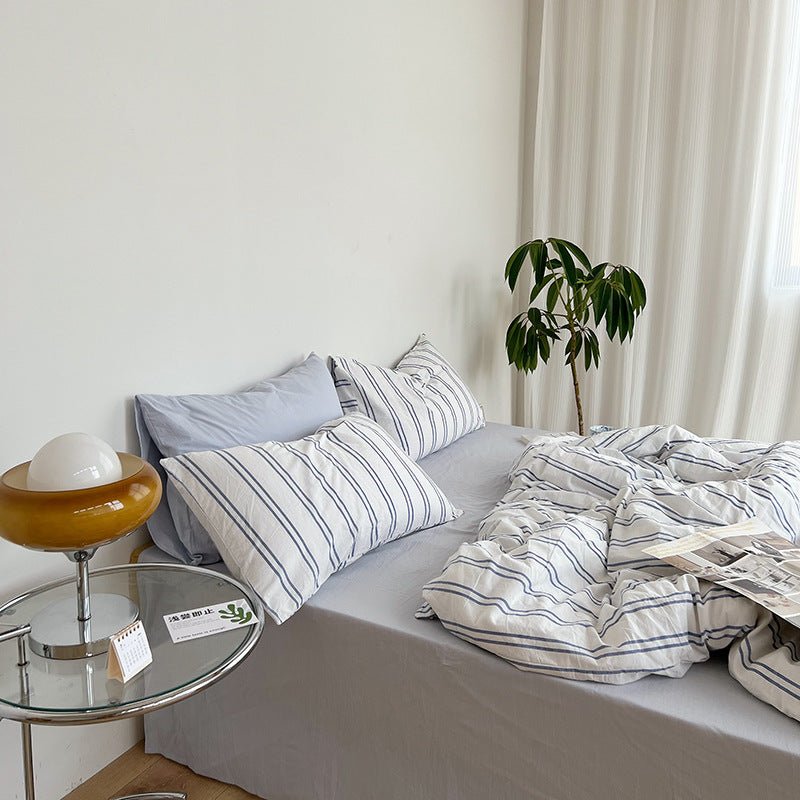 Minimal Stripe Bedding Set / Green