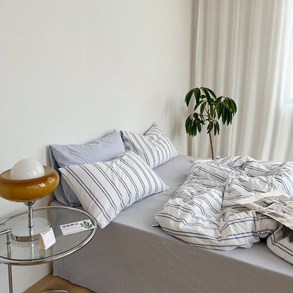 Minimal Stripe Bedding Set / Green