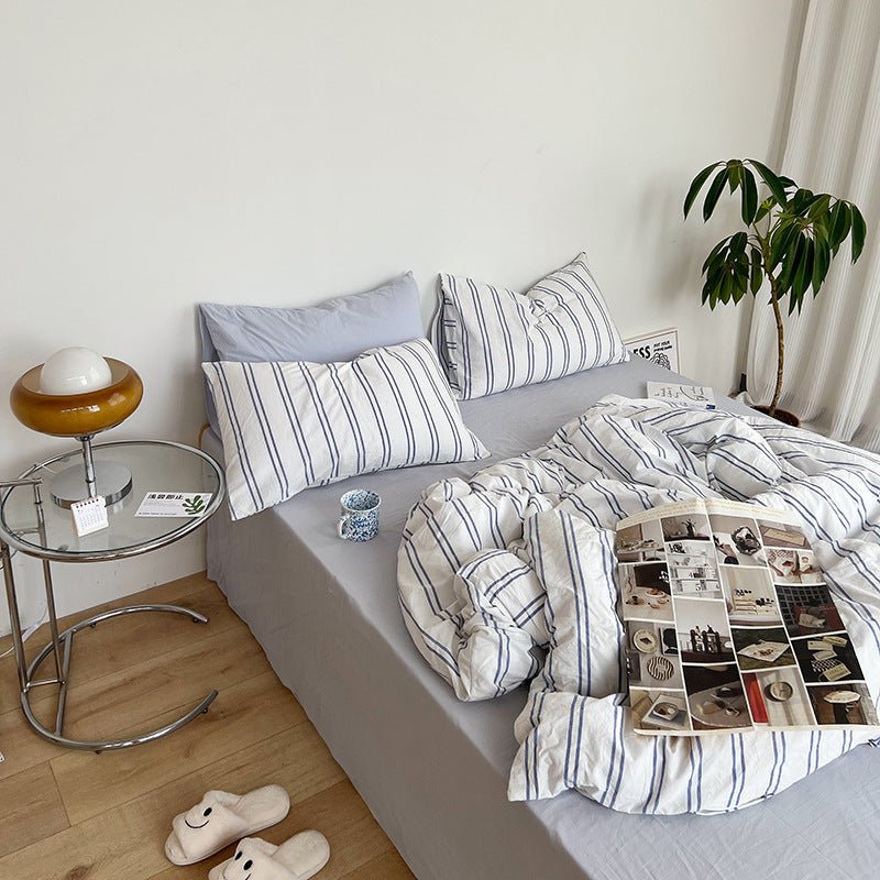 Minimal Stripe Bedding Set / Green