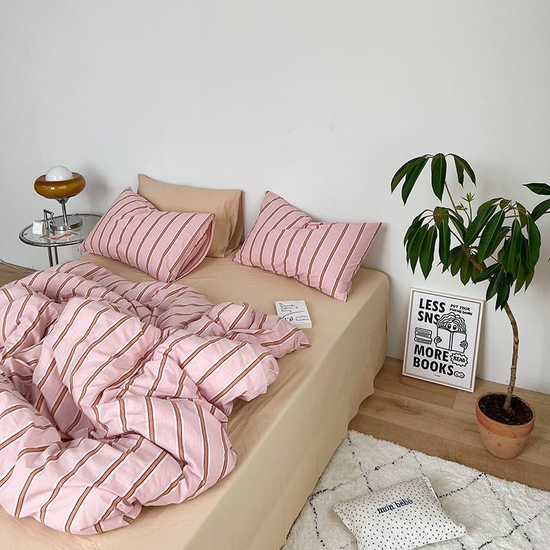 Minimal Stripe Bedding Set / Green