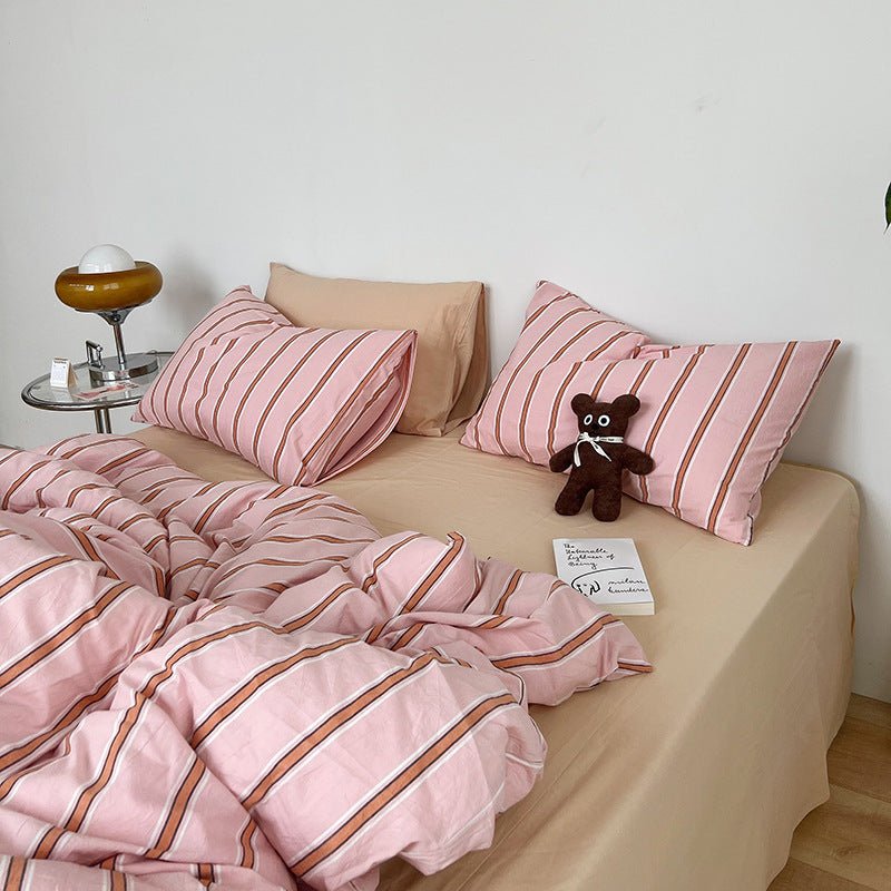 Minimal Stripe Bedding Set / Pink