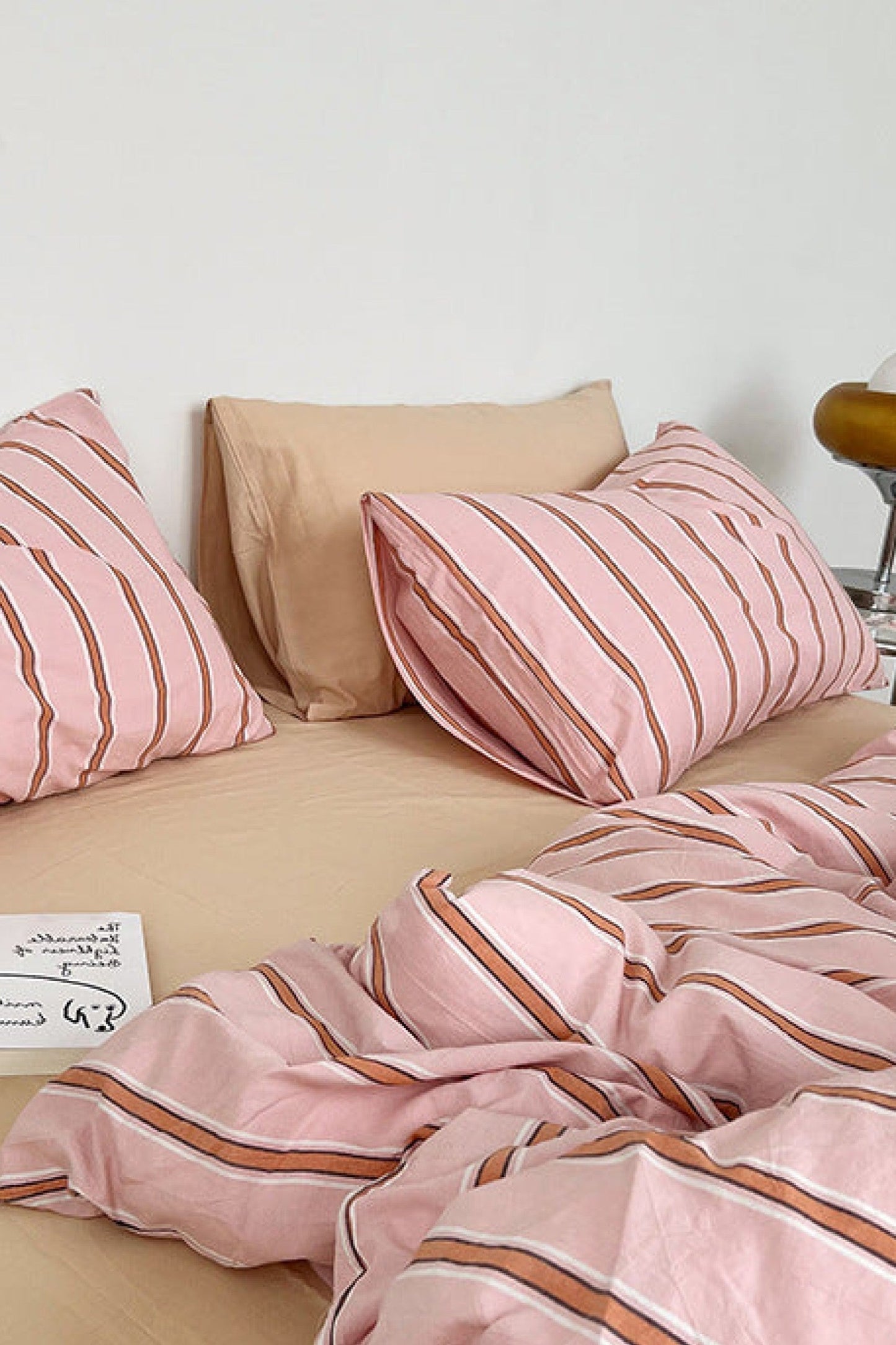 Minimal Stripe Bedding Set / Pink