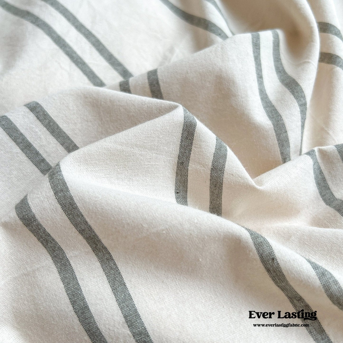 Minimal Vintage Stripe Bedding Set / Forest Green