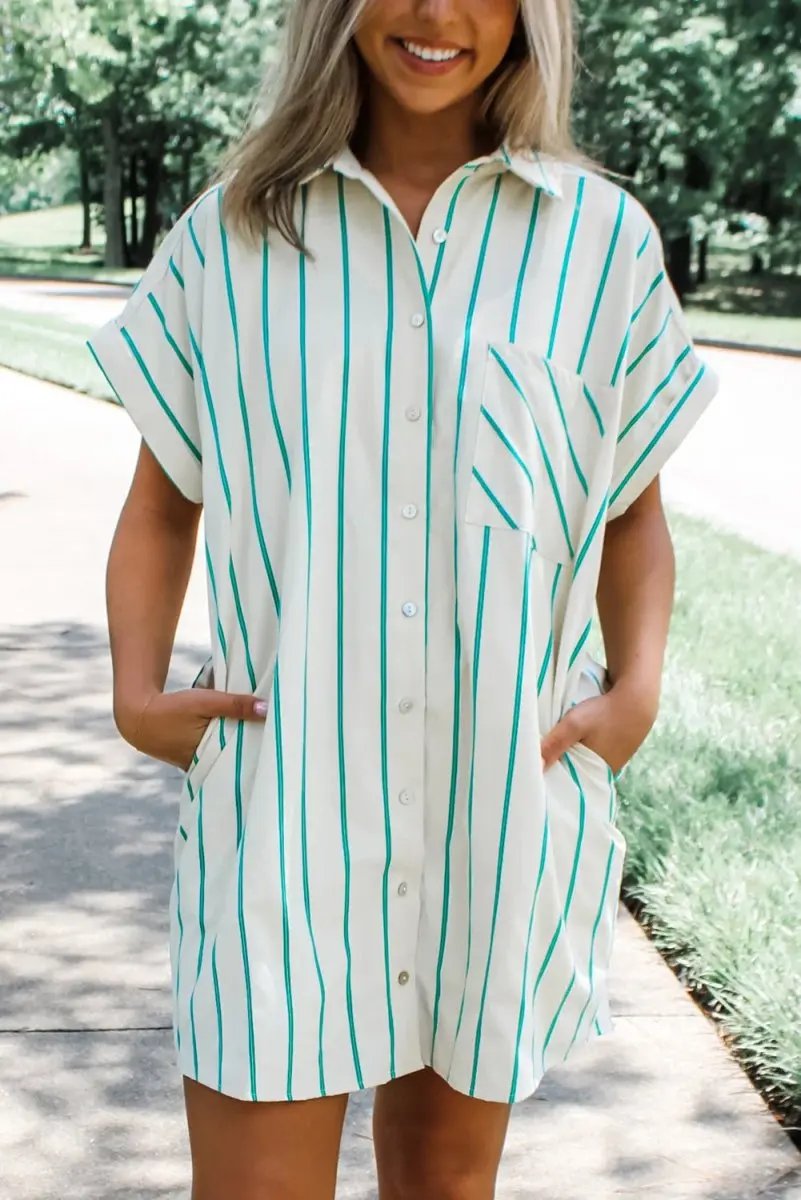 Shoes Love Salve Mint Green St Patricks Party Women's Dress: Striped, Short Sleeve