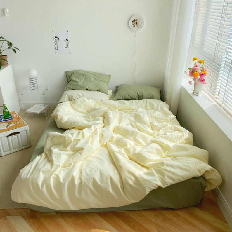 Mixed Color Bedding Set / Green + Yellow