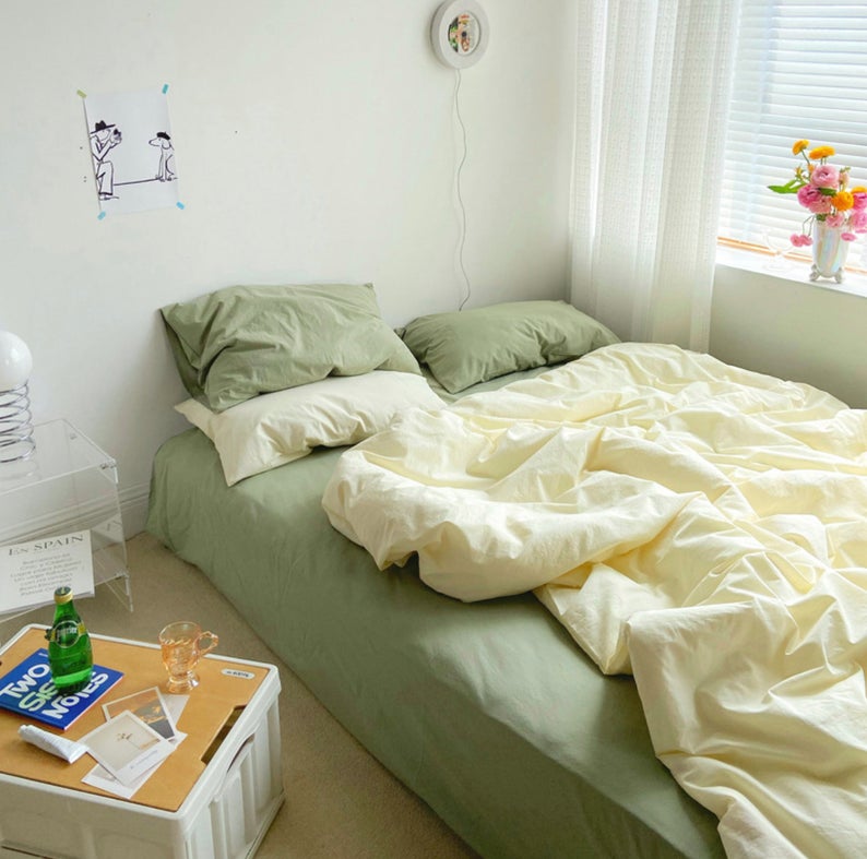 Mixed Color Bedding Set / Green + Yellow