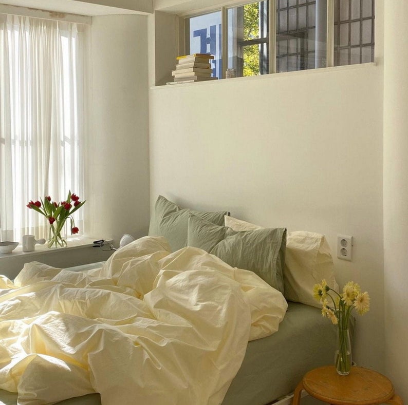 Mixed Color Bedding Set / Green + Yellow