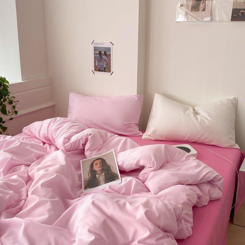 Mixed Color Bedding Set / Pastel Pink + Black