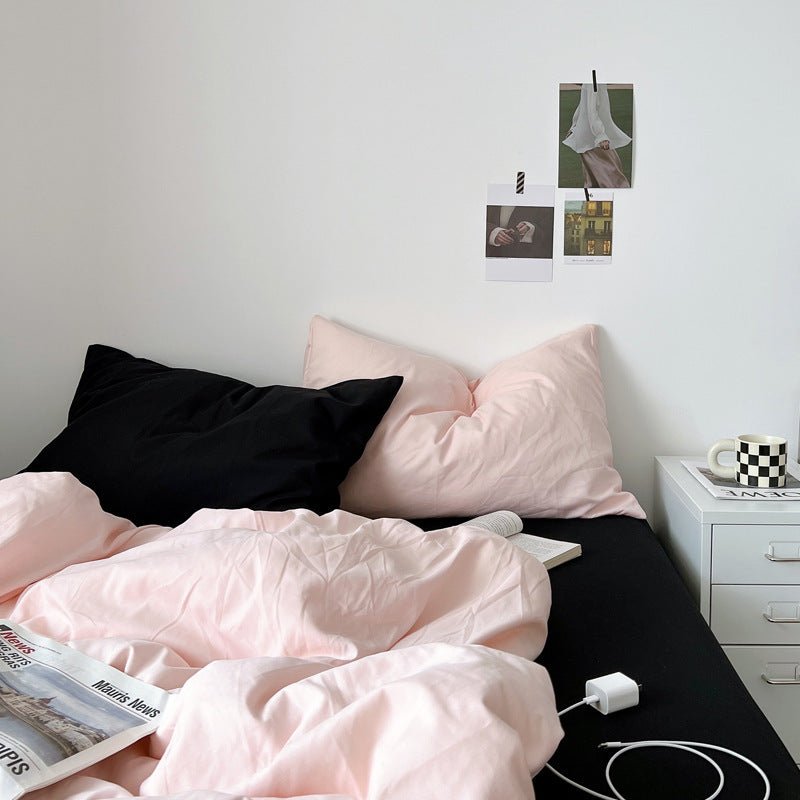 Mixed Color Bedding Set / Pastel Pink + Black