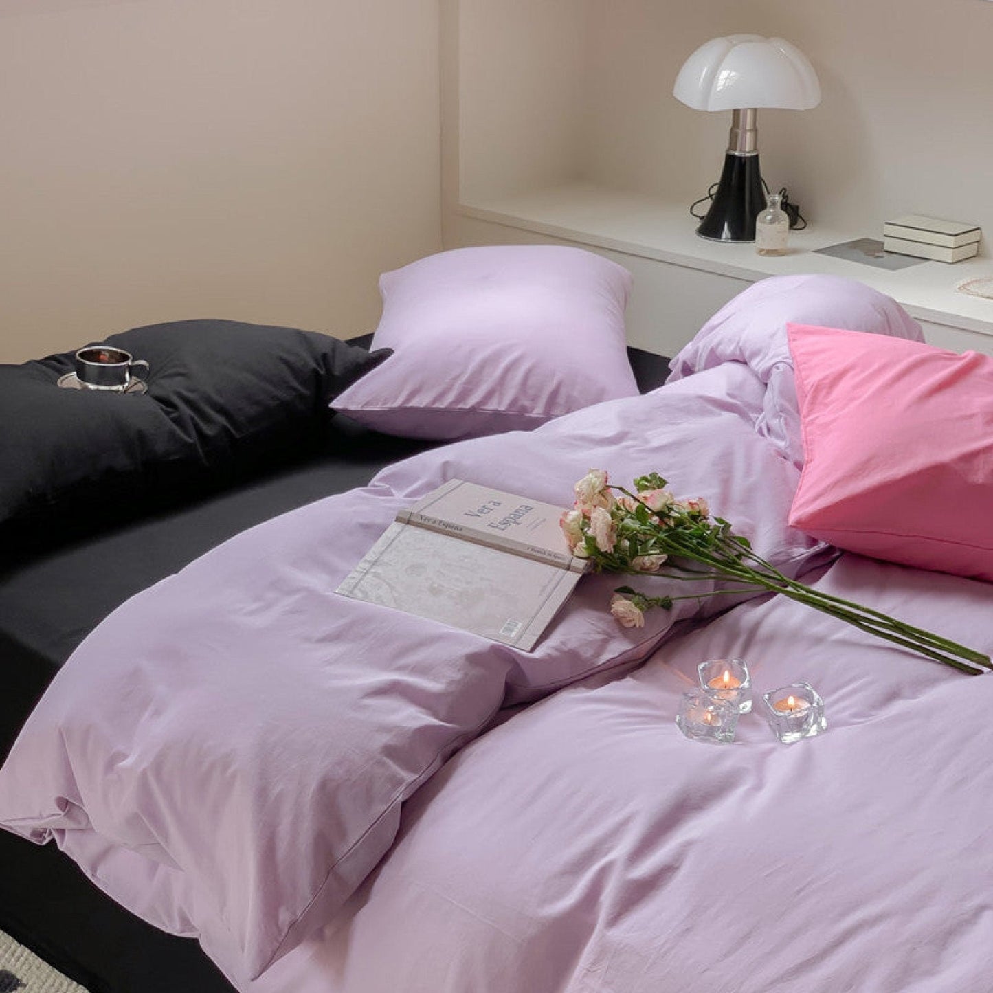 Mixed Color Maximalist Bedding Set / Green + Pink