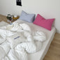 Mixed Color Washed Cotton Bedding Set / Baby Pink + White