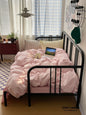 Mixed Gingham Striped Bedding Set / Blue