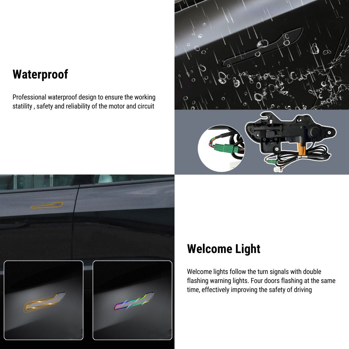 Electric Auto Present Door Handles with LED for Tesla Model 3 / Y (4PCS)