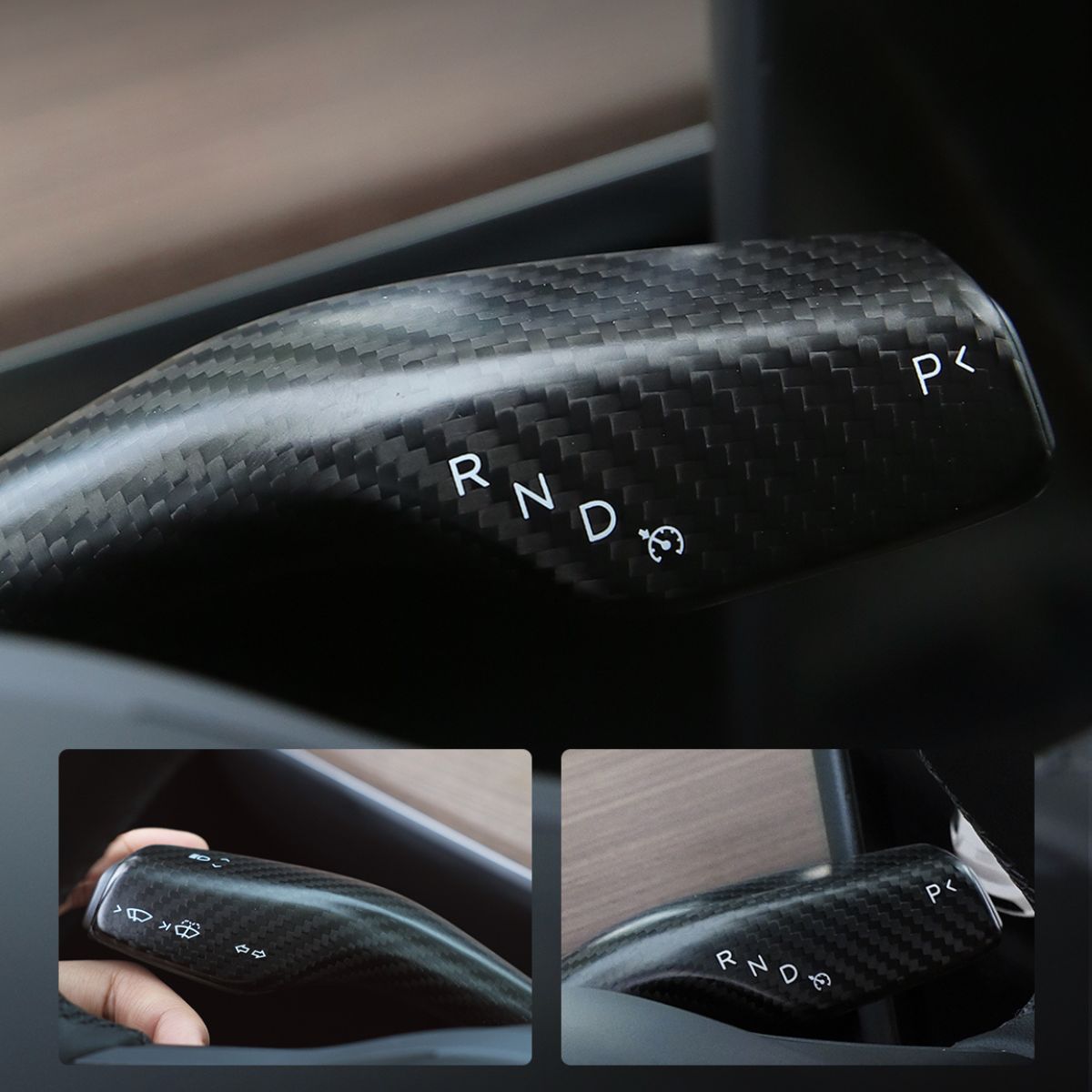 TESERY Model 3 / Y Turn Signal Stalk Cover - Dry Carbon Fiber Interior Mods