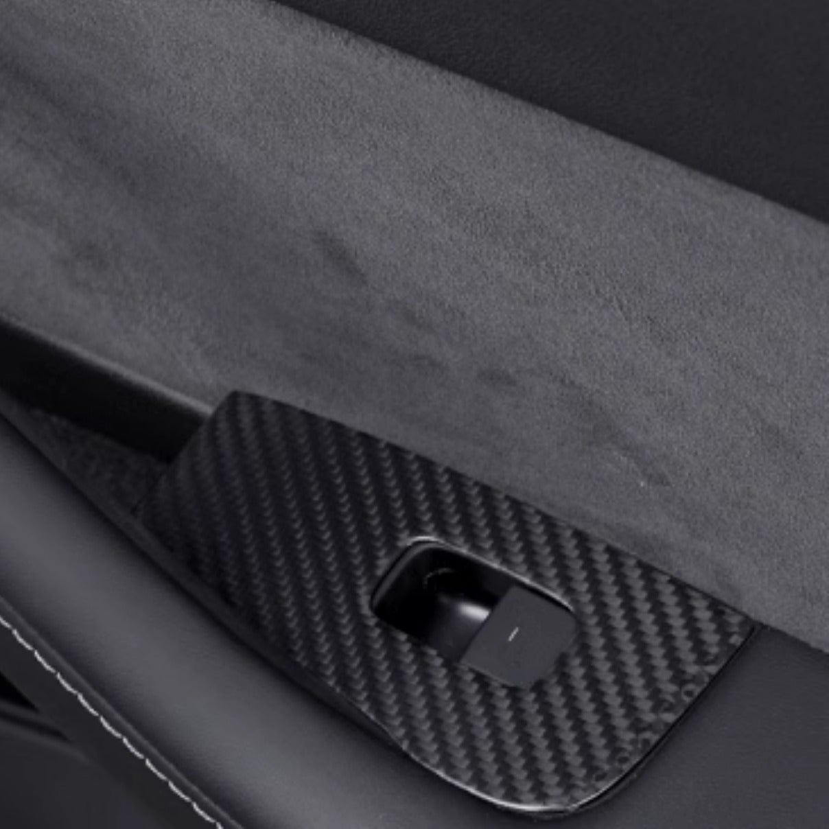 Dry Carbon Fiber Window & Door Switch Covers for Model Y / Model 3（Left Hand Drive）