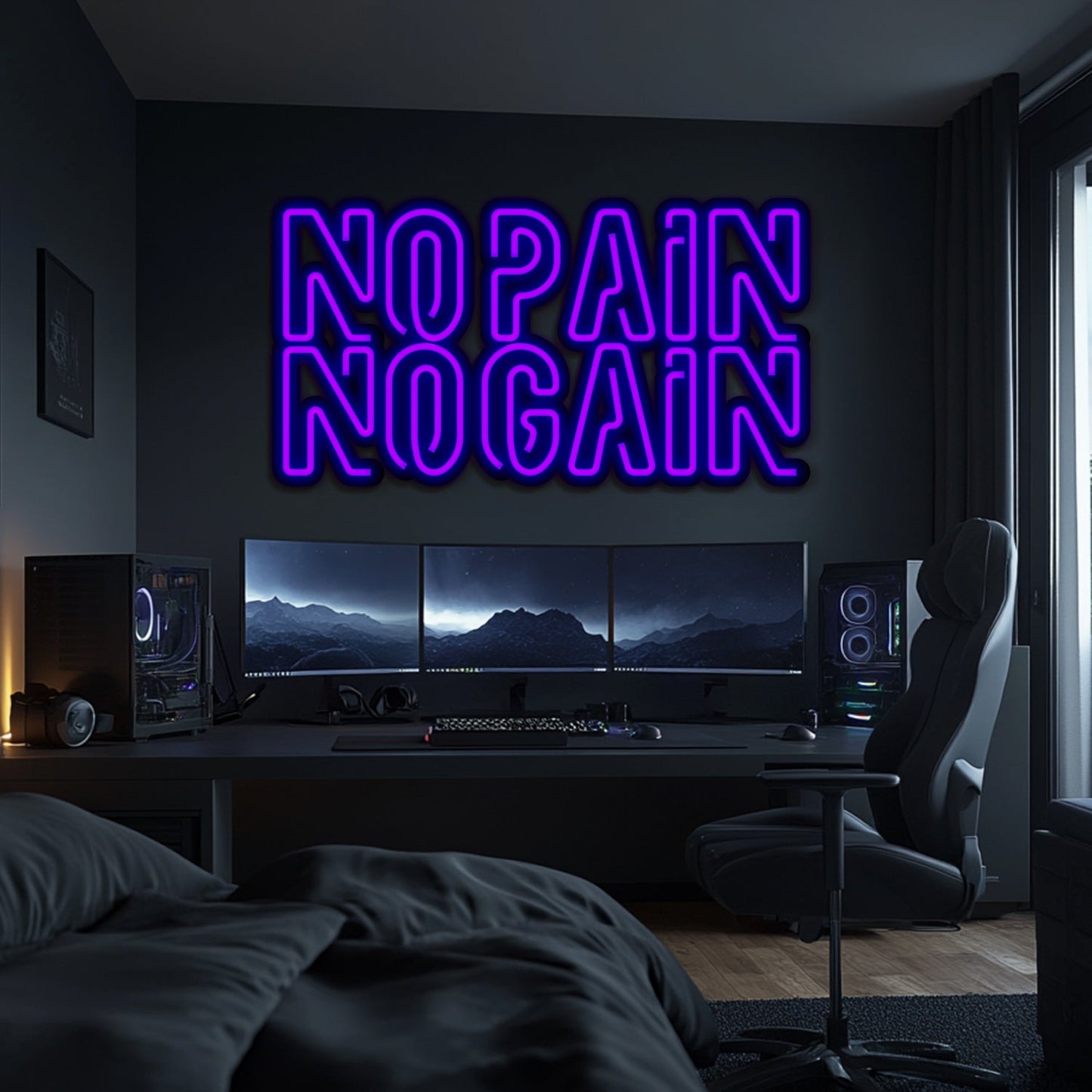 No Pain No Gain Metal Neon Wall Art- LN0110