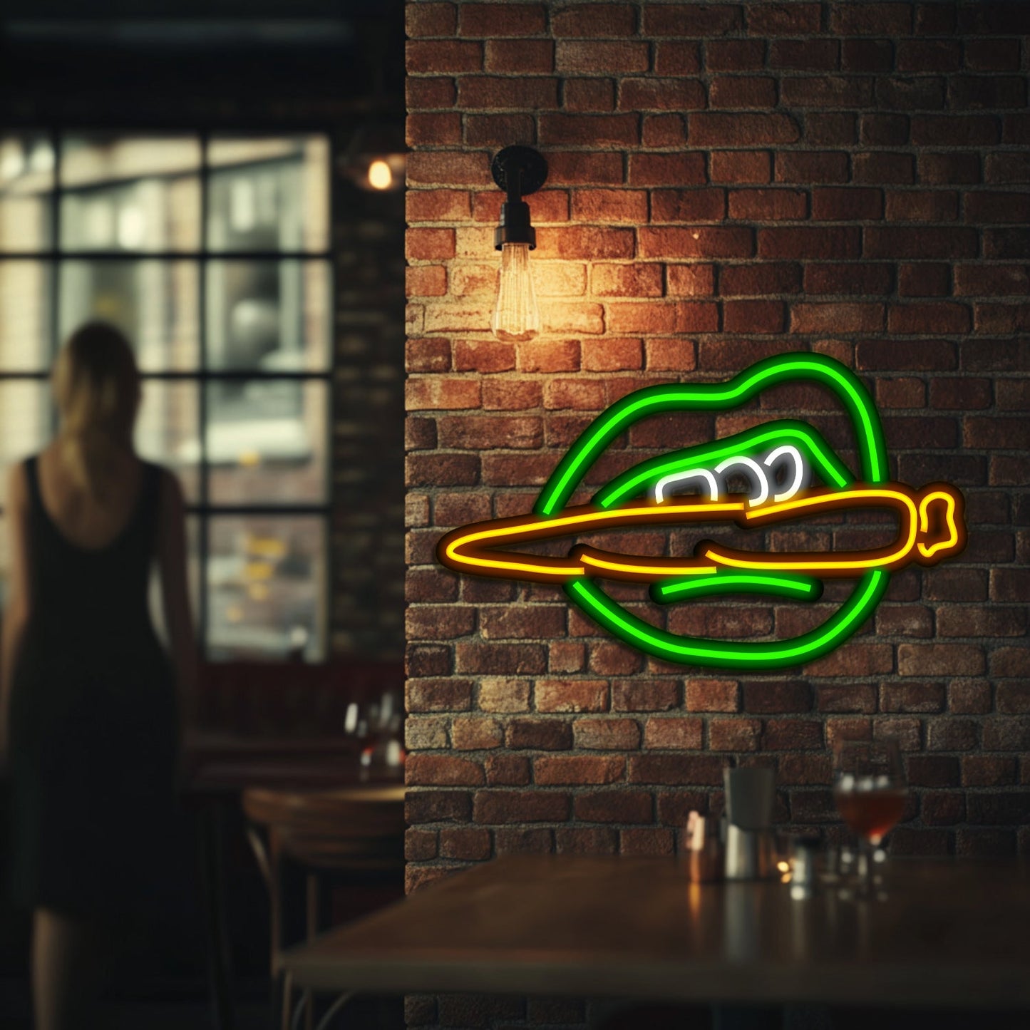 Smoke on Lips Metal Neon Wall Art- LN0161