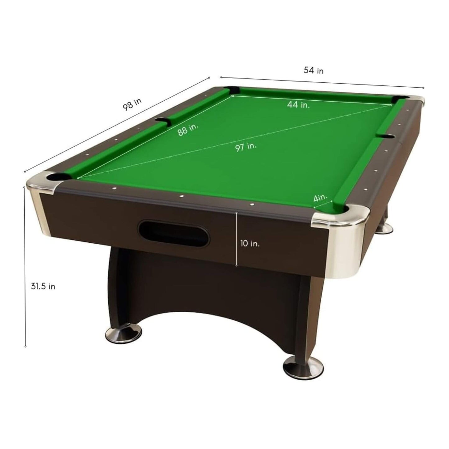 8FT Modern Green Felt Billiard Pool Table With Automatic Ball Return And Accessories Kit (SAK24870)