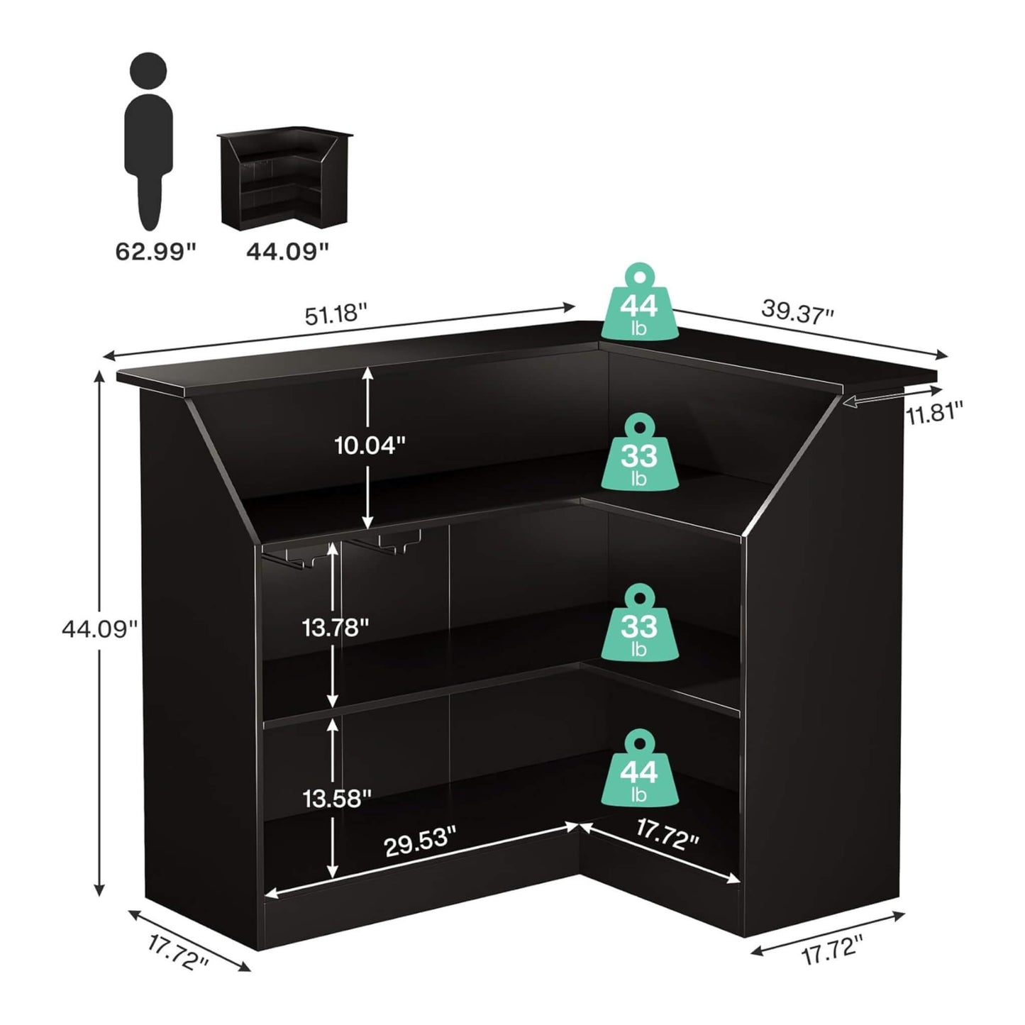 Velmor Modern L-Shaped Reception Desk With Storage Shelves (SAK81036)