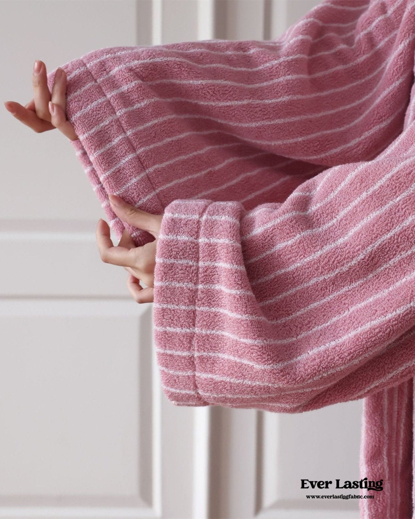 Modern Striped Cotton Bathrobe Set / Blue