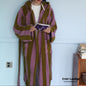 Modern Striped Cotton Bathrobe Set / Pink