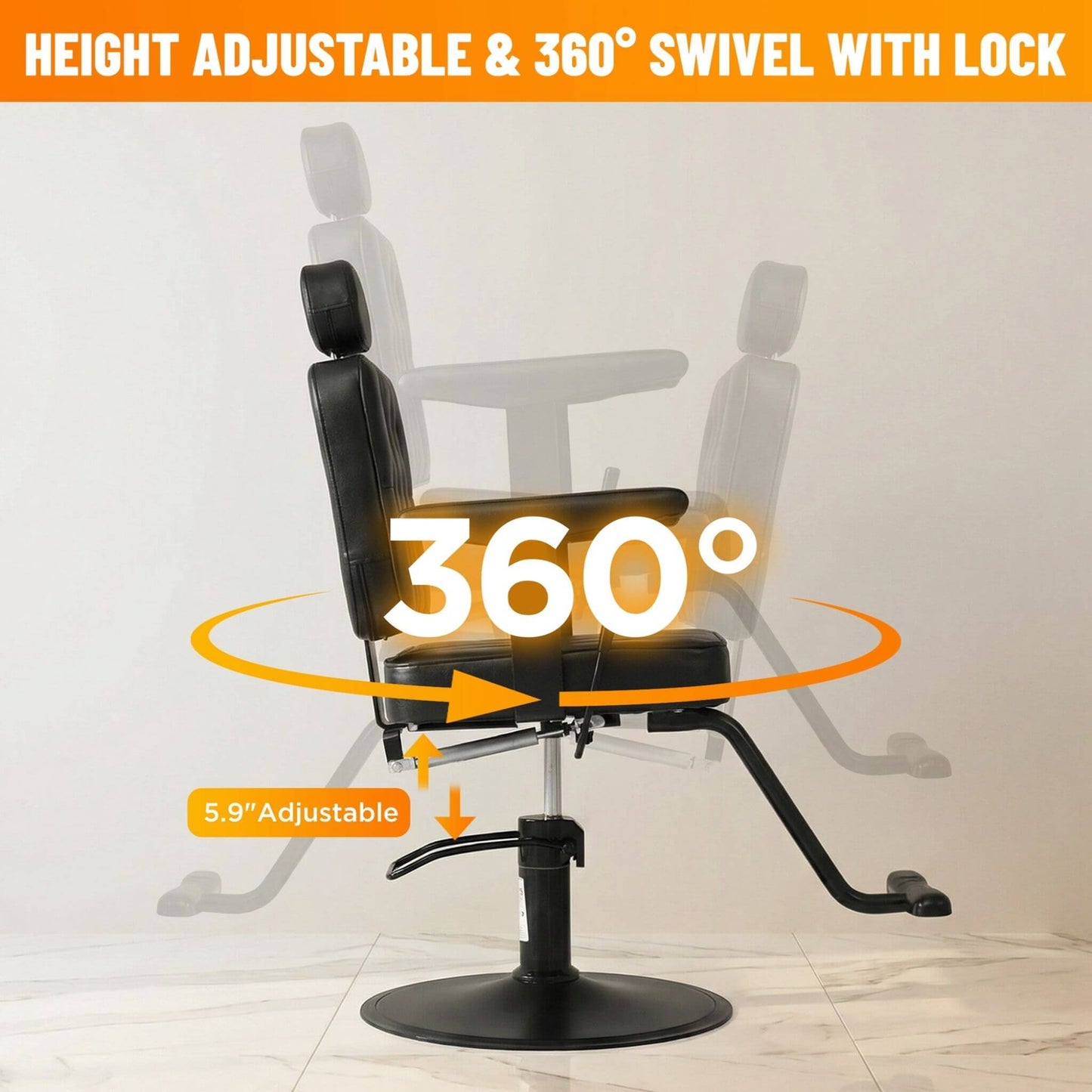 Modern Vintage Hydraulic PU Leather Reclining Barber Chair (SAK59102)