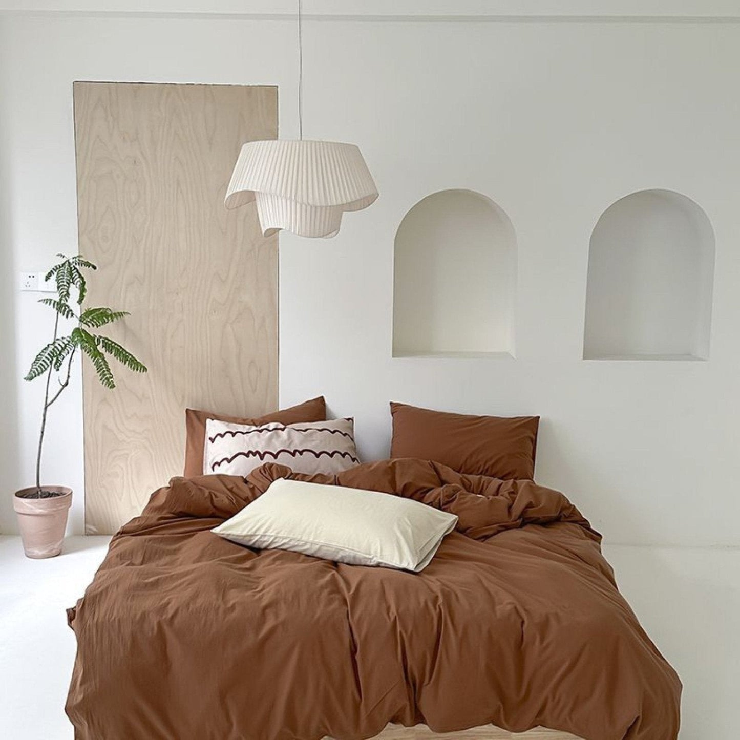 Modern Washed Cotton Bedding Set / Black