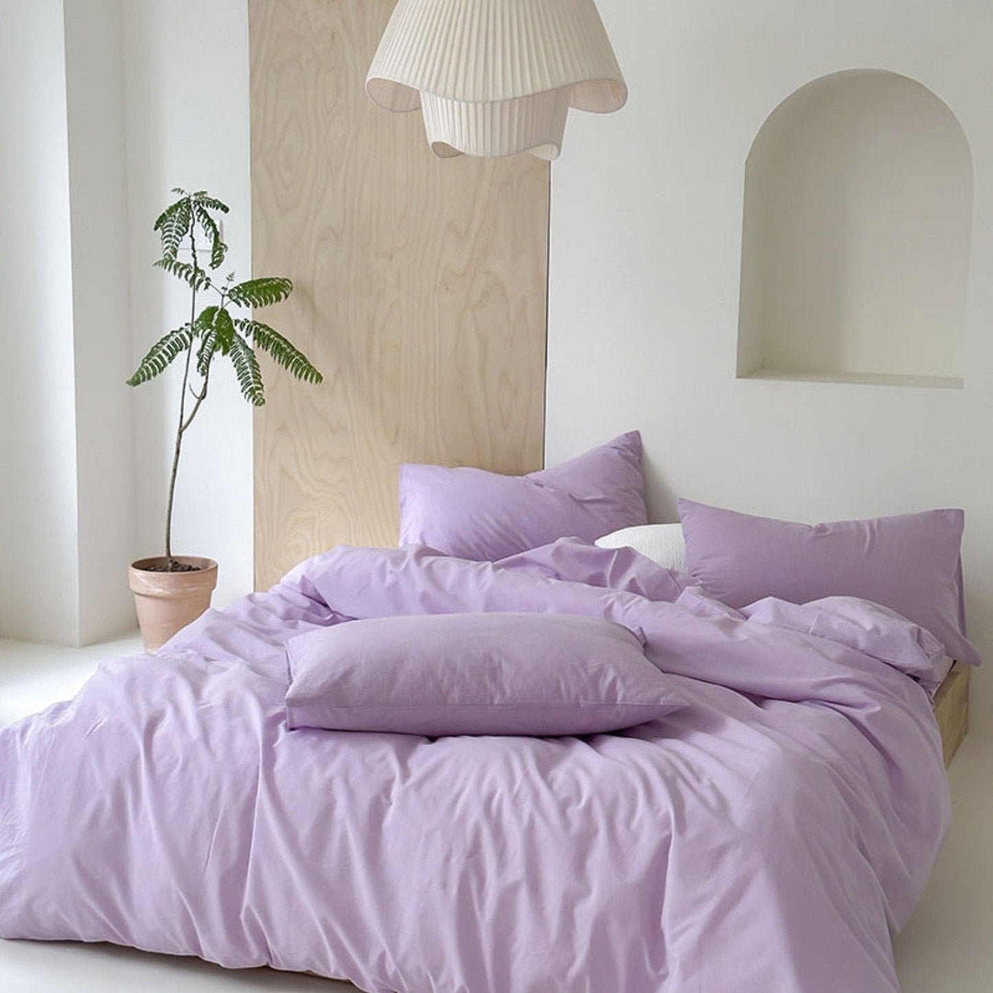 Modern Washed Cotton Bedding Set / Black