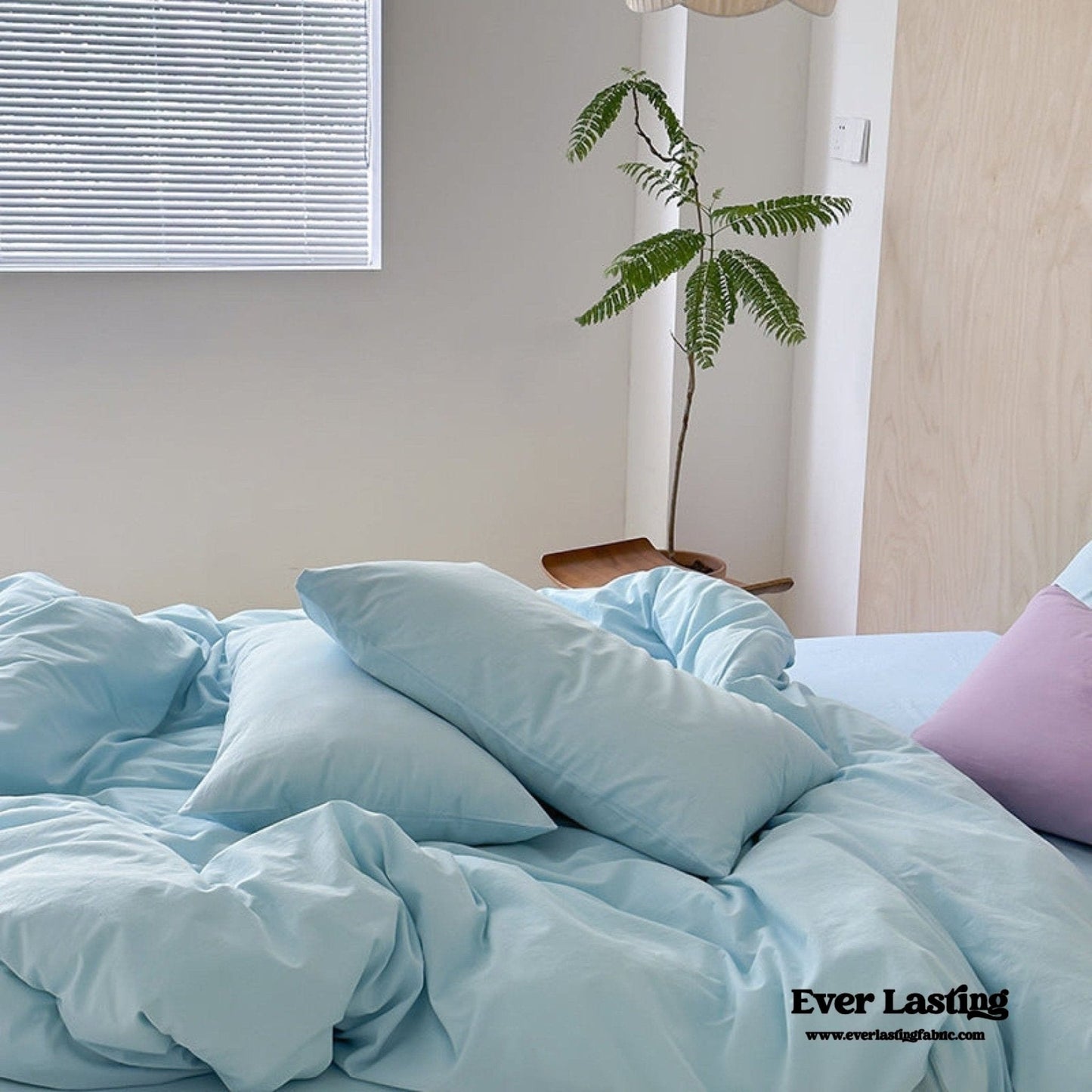 Modern Washed Cotton Bedding Set / Blue
