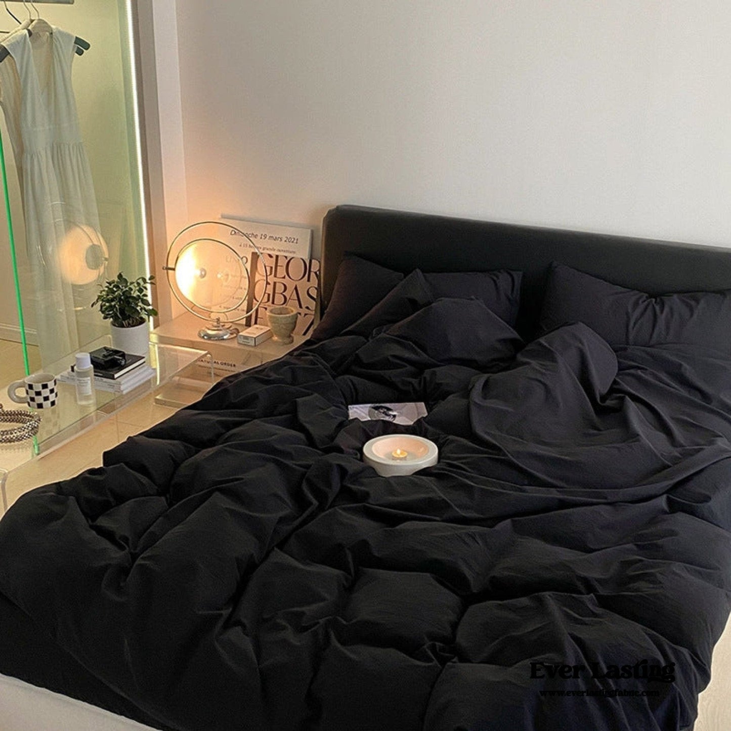 Modern Washed Cotton Bedding Set / Blue