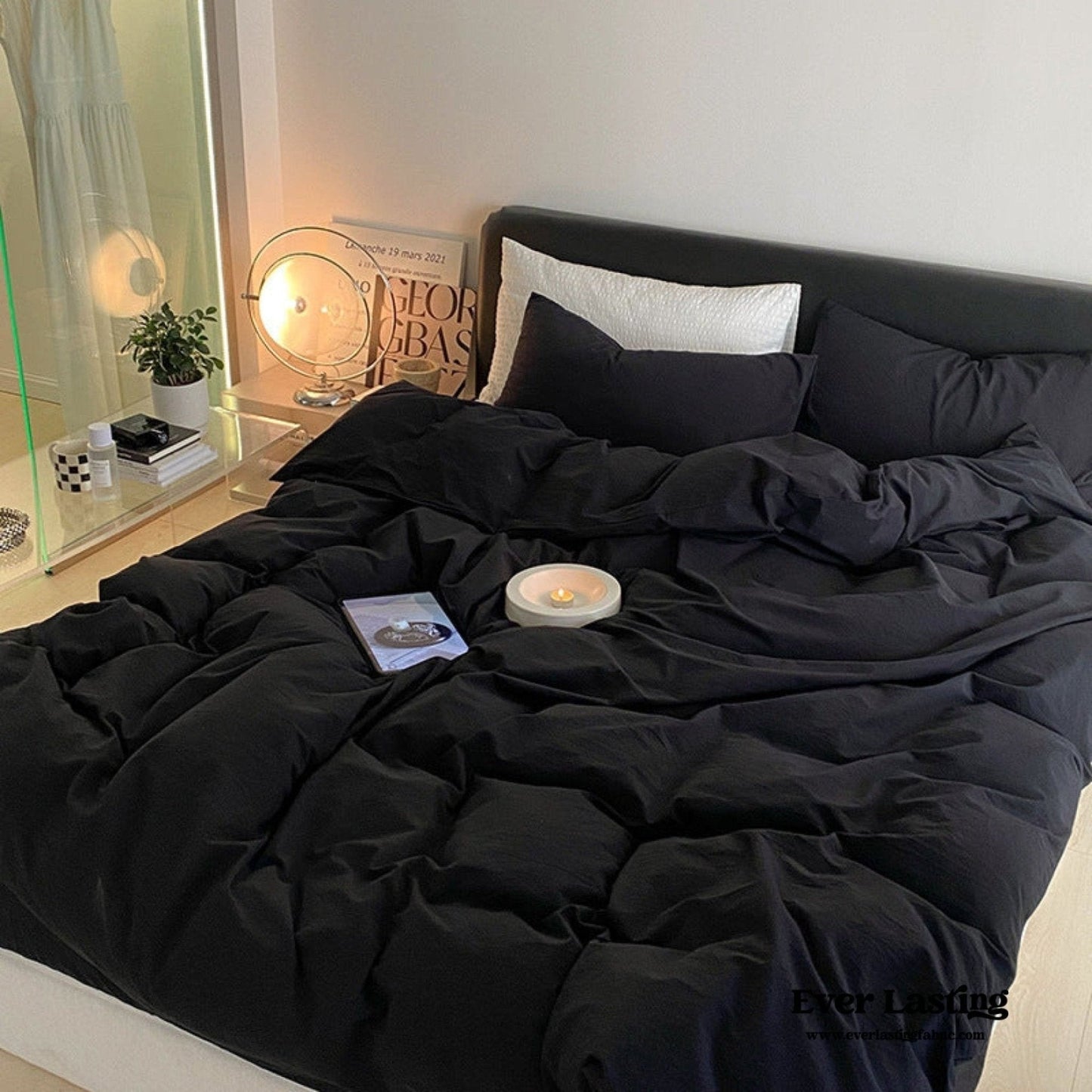 Modern Washed Cotton Bedding Set / Maple Red