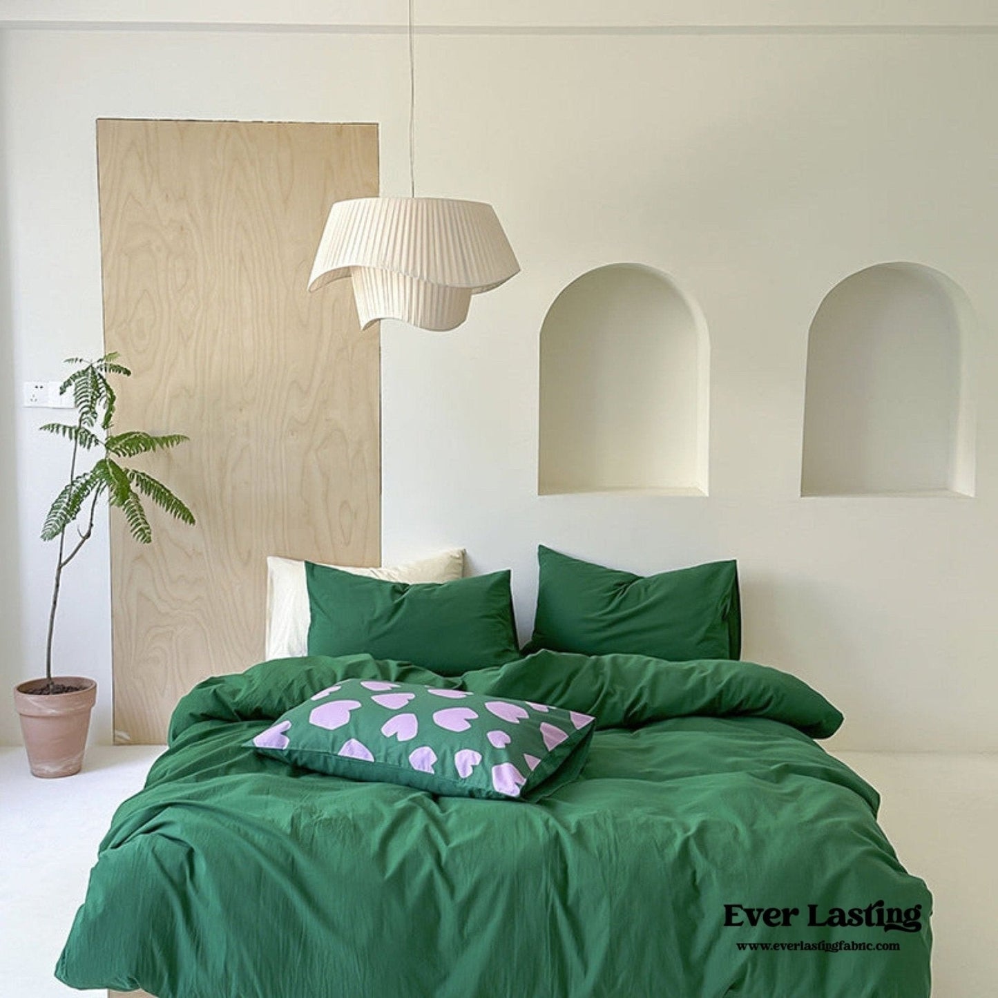 Modern Washed Cotton Bedding Set / Maple Red